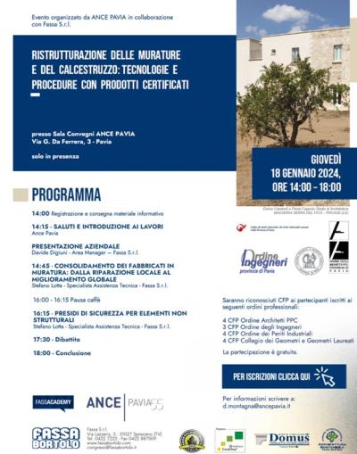 Ance Pavia - Fassa Bortolo, Seminario gratuito a Pavia - 18 gennaio 2024